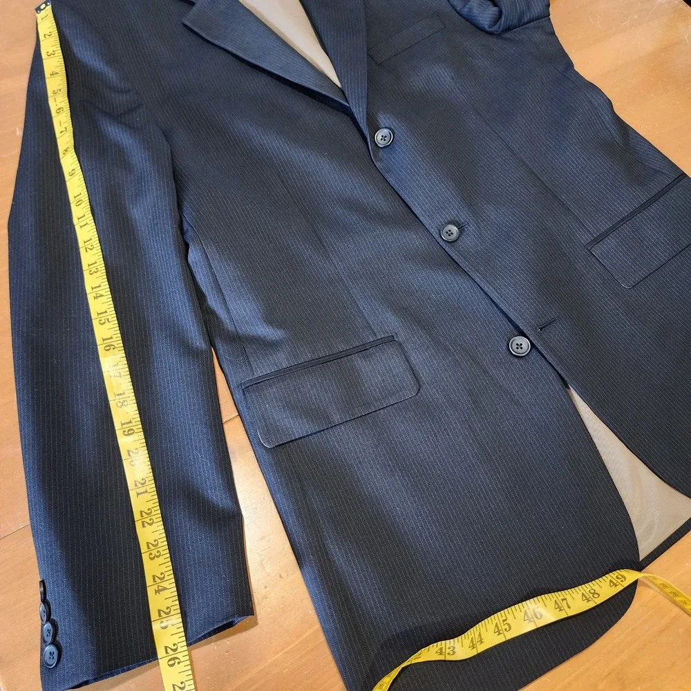 Banana Republic 2pc Pinstripe Suit Mens 42L Gray Wool Office Business Wedding
